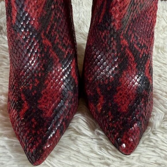 Jessica Simpson Loury Wicked Red Nuevo Stretch Python Textured Faux Leather Boot - Picture 6 of 15